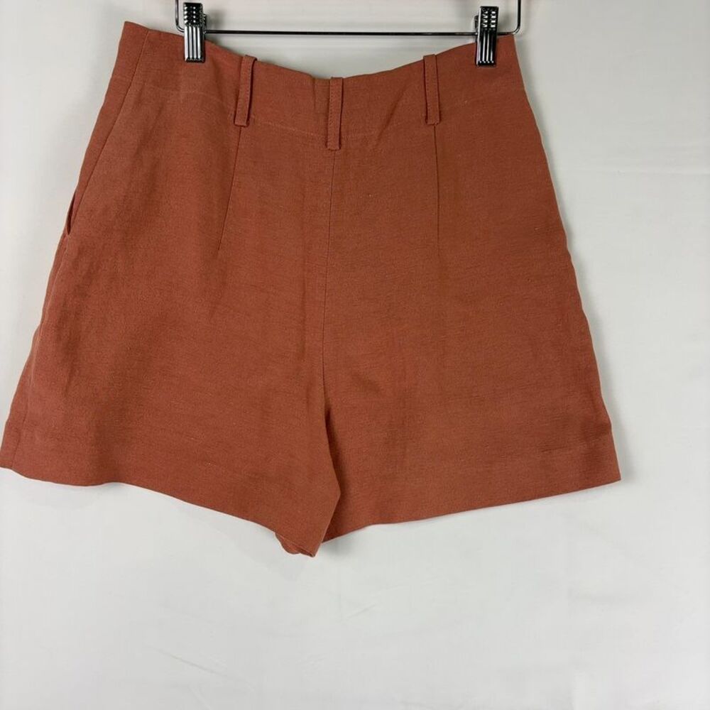 Sezane Rust Button-Front High-Waist Shorts - Picture 7 of 8
